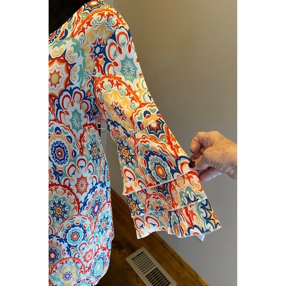 Dress Womans Size Large Bright Boho Hippie 70’s NWT  Silky Feel Woodstock Retro - Picture 5 of 10